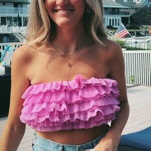 ZARA pink ruffled top
